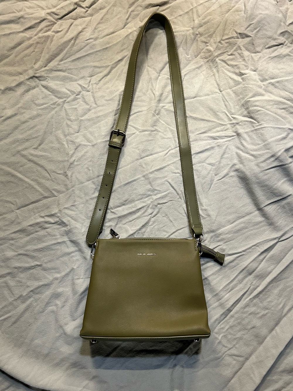 David Jones Olive Green Triple Gusset Crossbody Bag